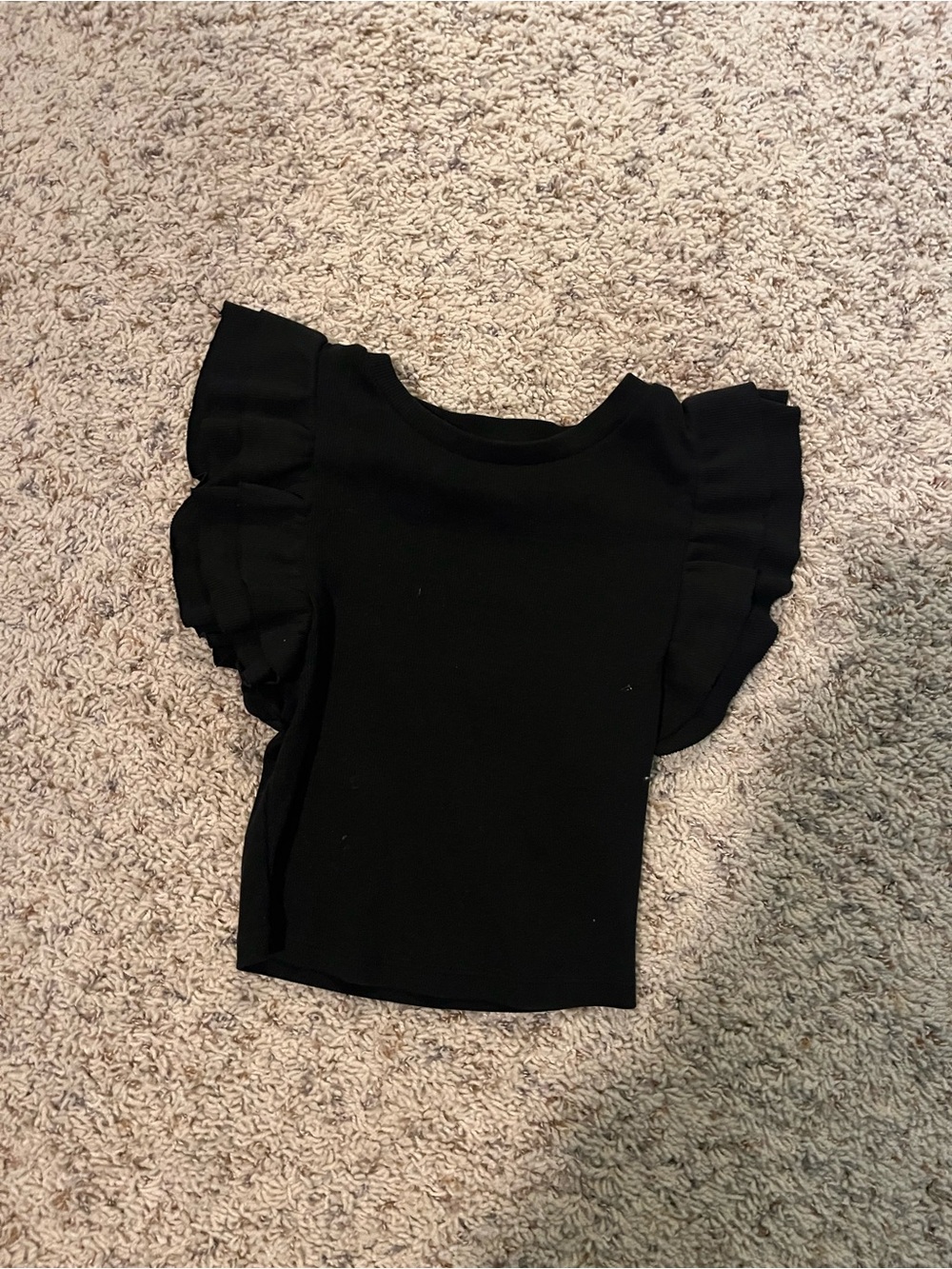 Zara Black Flutter Sleeve Tee